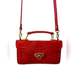 LOS ALTOS BOOTS Western Wear Croc Leather Purse Handbag Red Color